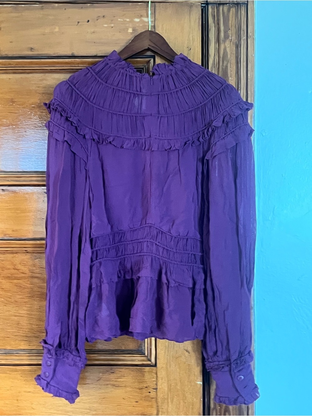 Farm Rio Purple Ruffled Long-Sleeve Blouse - Picture 4 of 6